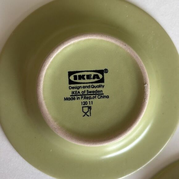 IKEA Set of 4 Dinera Green Matte Stoneware Cups and Saucers - Picture 7 of 9